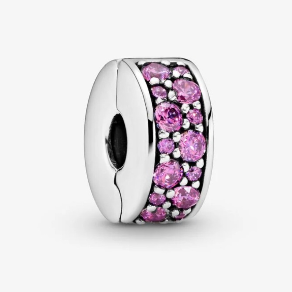 Retired Pandora CZ Bling Sparkling Purple Pave Clip Charm Safety Stopper Spacer